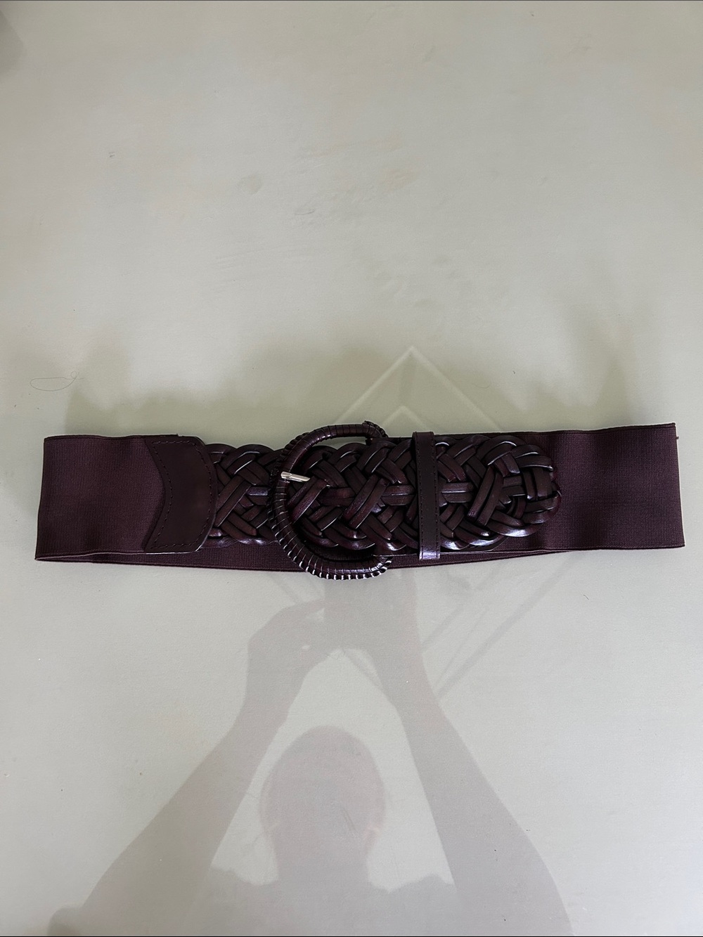 Braided Stretch Waist Belt in Deep Brown